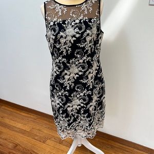 Ralph Lauren cocktail dress in black with embroidery.